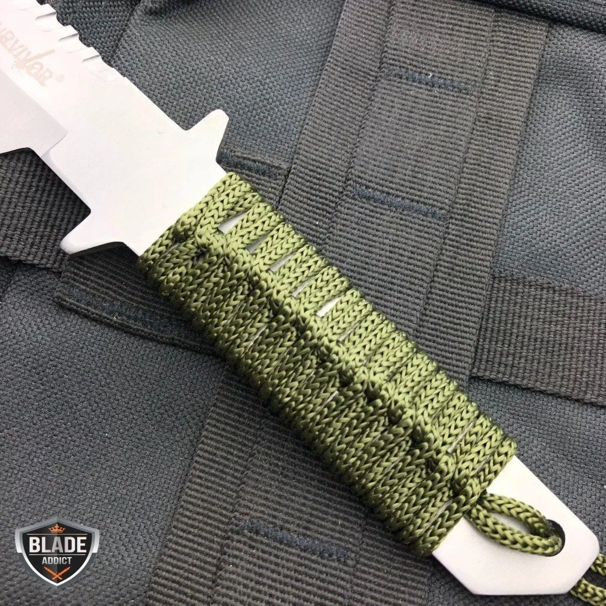 11" Tactical FIXED BLADE Knife Survival Bowie   Firestarter SET