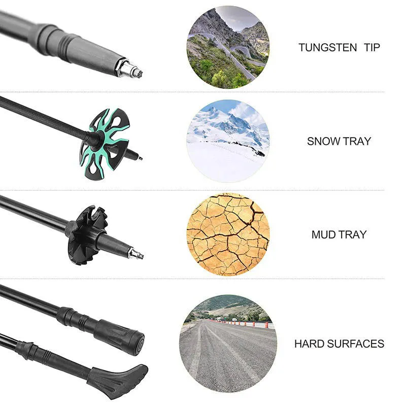 195g/pc Carbon Fiber Trekking Pole Nordic Walking Stick