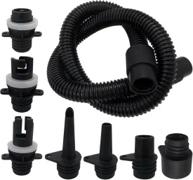 2024 NEW Inflatable Boat Sup Pump Adapter & Air Hose Kit, Electric Paddle Board Pump Sup Air Pump Accessories with 7 Air Valve Nozzles for Inflatable Stand Up Paddle Board/Boat/Tent/Pool