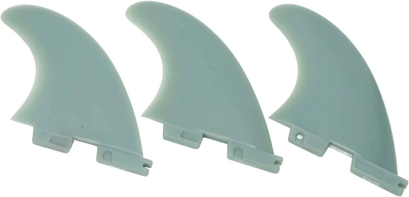 3Pcs Surfboard Fin Green Fiberglass Paddle Board Tail Fin Replacement for Outdoor Surf