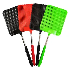 4Pcs Telescopic Fly Swatters, 29in Long Heavy Duty Retractable Manual Plastic Fly Swatter, Premium Extendable Flyswatter with Long Stainless Steel Pole, Pack of 3 Assorted Colors