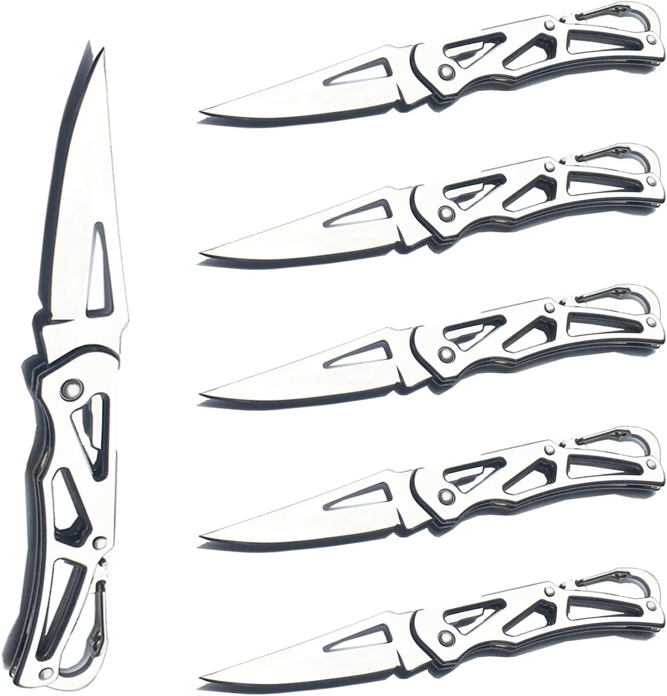 6 Pack Stainless Steel Self-Defense Folding Knife With Key Ring, Outdoor Survival Pocket Knife, Easy To Everyday Carry Small Knife