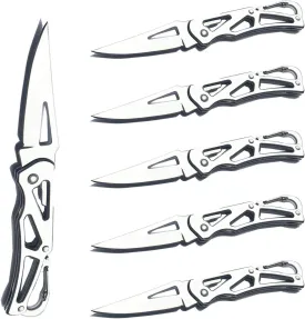 6 Pack Stainless Steel Self-Defense Folding Knife With Key Ring, Outdoor Survival Pocket Knife, Easy To Everyday Carry Small Knife
