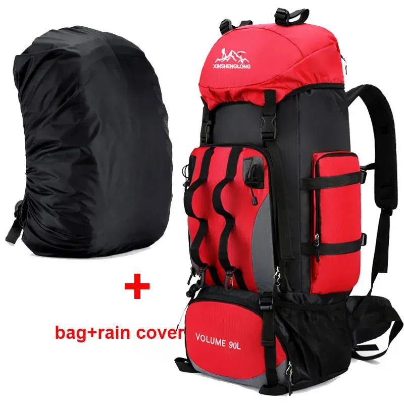 90L Wasserdicht Wandern Camping Rucksack Trekking Tasche Rucksack Große Kapazität Reise Outdoor Sport Taschen Camping Ausrüstung Männer