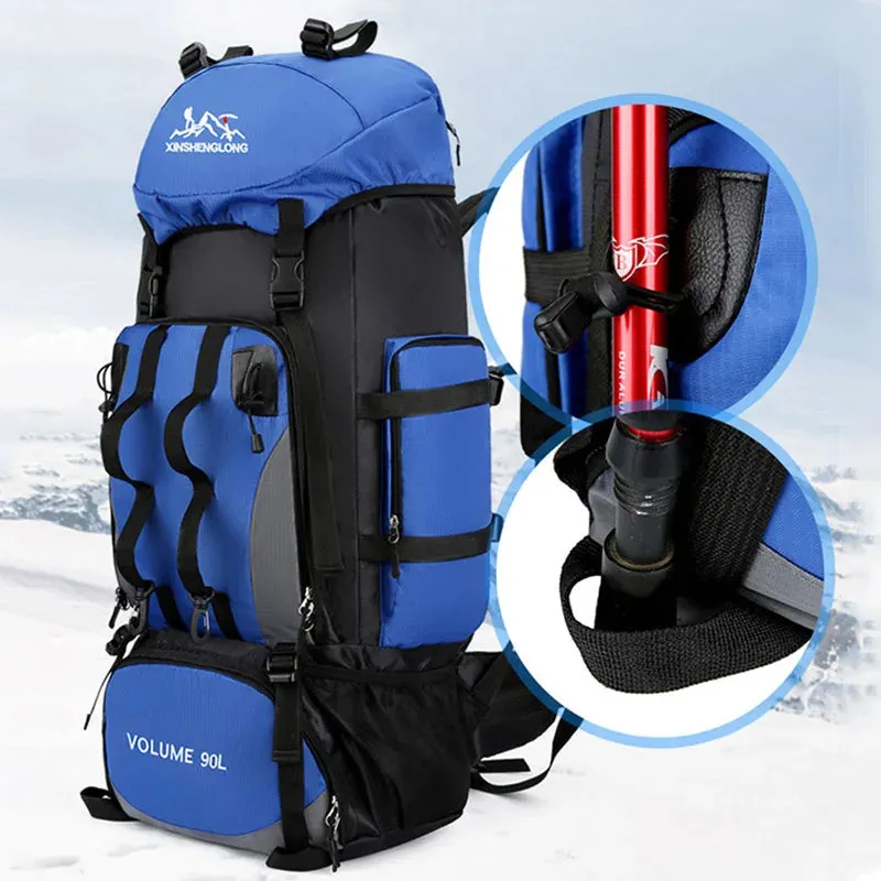 90L Wasserdicht Wandern Camping Rucksack Trekking Tasche Rucksack Große Kapazität Reise Outdoor Sport Taschen Camping Ausrüstung Männer