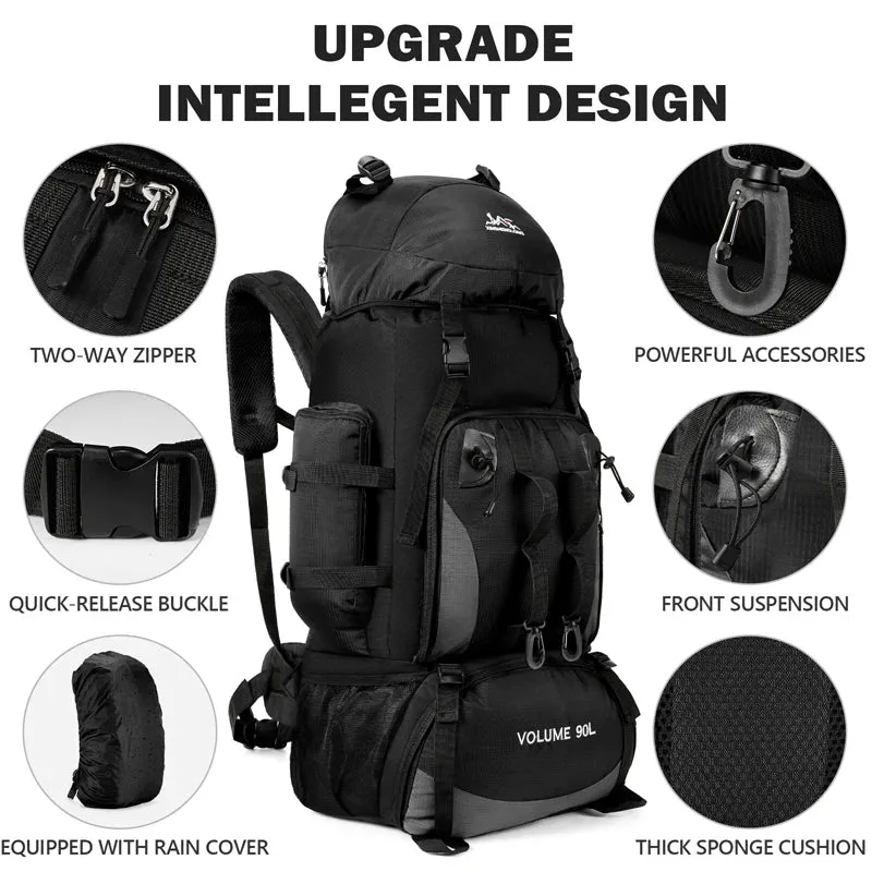 90L Wasserdicht Wandern Camping Rucksack Trekking Tasche Rucksack Große Kapazität Reise Outdoor Sport Taschen Camping Ausrüstung Männer