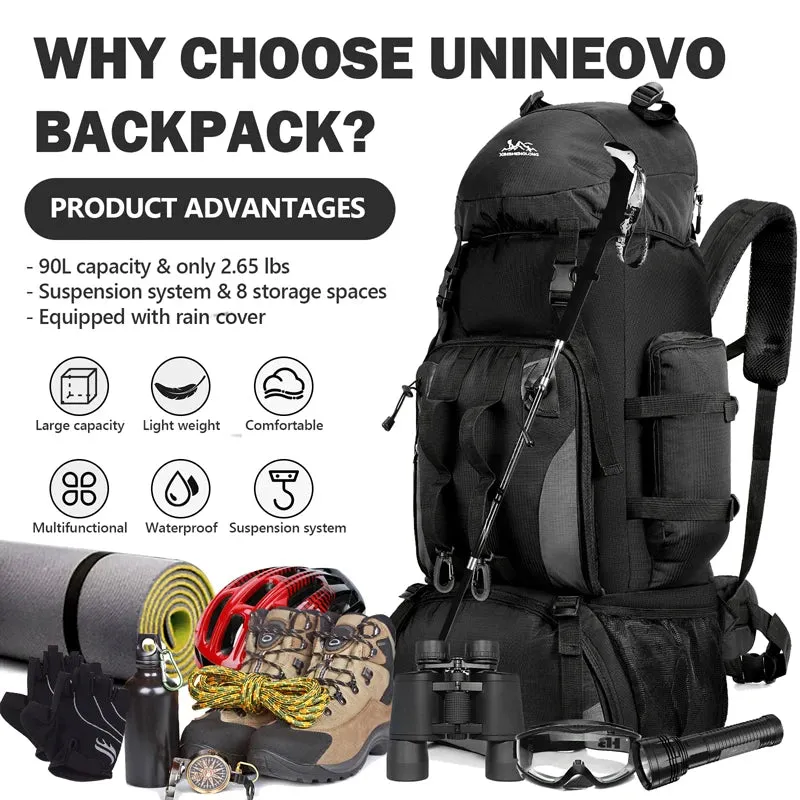 90L Wasserdicht Wandern Camping Rucksack Trekking Tasche Rucksack Große Kapazität Reise Outdoor Sport Taschen Camping Ausrüstung Männer