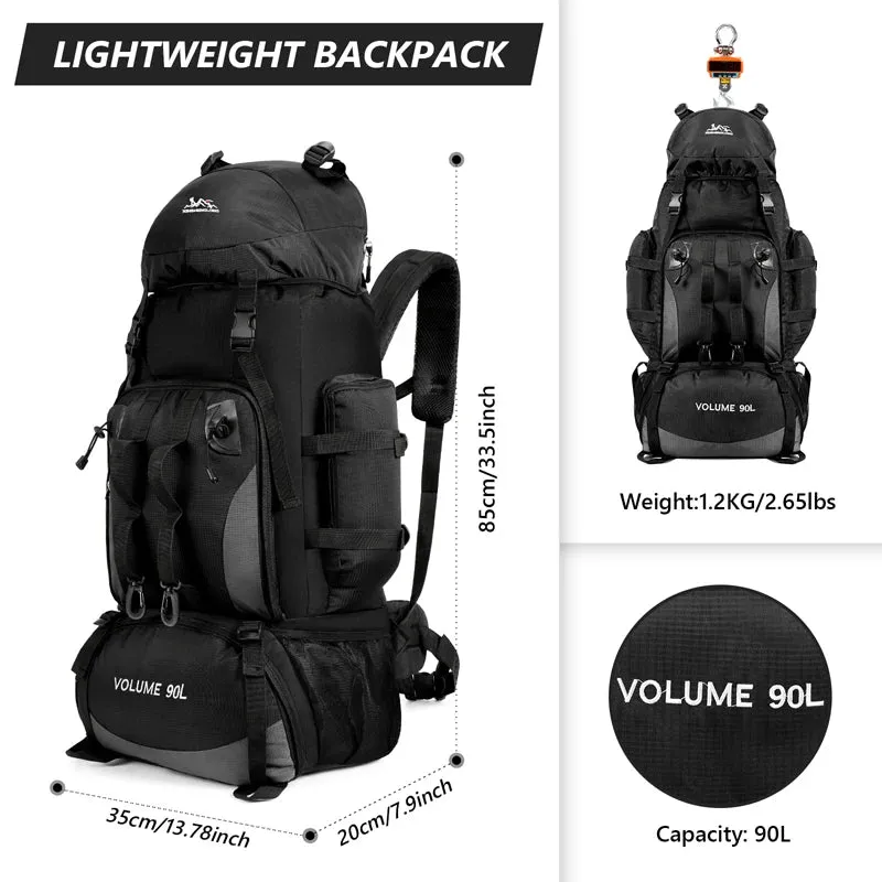 90L Wasserdicht Wandern Camping Rucksack Trekking Tasche Rucksack Große Kapazität Reise Outdoor Sport Taschen Camping Ausrüstung Männer