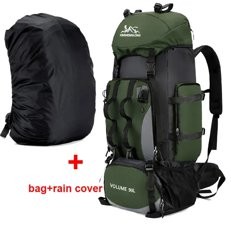 90L Wasserdicht Wandern Camping Rucksack Trekking Tasche Rucksack Große Kapazität Reise Outdoor Sport Taschen Camping Ausrüstung Männer