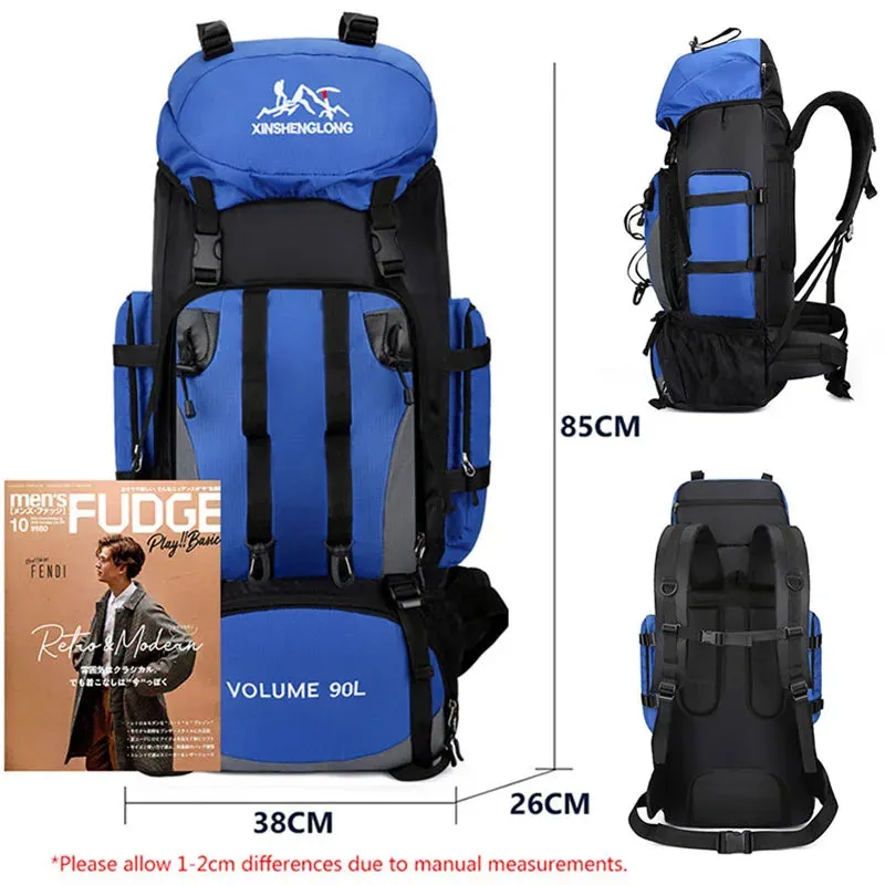 90L Wasserdicht Wandern Camping Rucksack Trekking Tasche Rucksack Große Kapazität Reise Outdoor Sport Taschen Camping Ausrüstung Männer