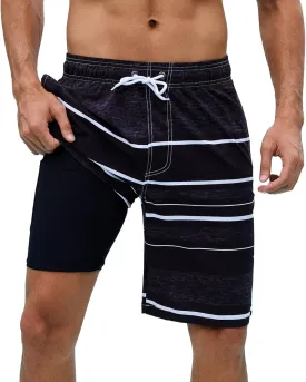 Arcweg Mens Swim Trunks with Compression Liner 9 Men Beach Board 2 in 1 Bathing Suit with Zipper Pockets, Quick Dry