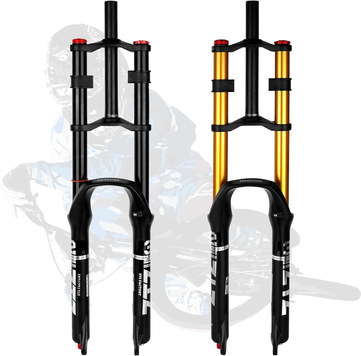 B Bolany Bike Suspension Fork 26/27.5/29" for Mountain Bike DH Air Double Shoulder Downhill Rappelling Shock Absorber Straight Tube Ultralight Bicycle Shock Absorber Rebound Adjust