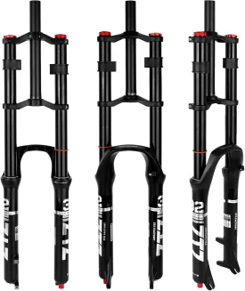 B Bolany Bike Suspension Fork 26/27.5/29" for Mountain Bike DH Air Double Shoulder Downhill Rappelling Shock Absorber Straight Tube Ultralight Bicycle Shock Absorber Rebound Adjust