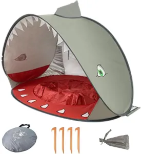 Baby Beach Tent, Pop Up Portable Sun Shade Tent with Pool, Lightweight Waterproof UV Protection Beach Sun Shelter with Storage Bag for Baby Beaches, Yard, Picnic, Garden(Shark-Gray)