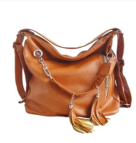 Backpack Dual-Use Fashion Tassel Chain Shoulder Bag   Large-Capacity Fashion Bag
