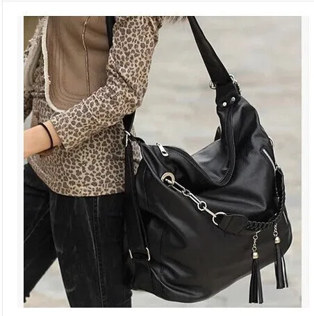 Backpack Dual-Use Fashion Tassel Chain Shoulder Bag   Large-Capacity Fashion Bag