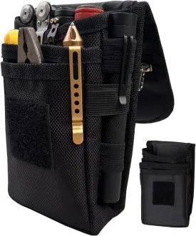 Belt Tool Pouch Holster, Multitool Organizer Pouch for EDC Gears Cellphone Case, Maezar Utility Sheath Bag, Nylon Tactical Tool Bag for Men, Small Pocket Phone Holder with D-Ring, Zipper(Black)