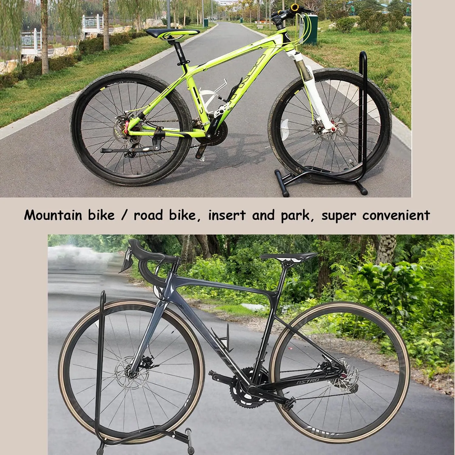 Bike Floor Stand Freestanding Upright Bicycle Parking Storage Rack Space Saver Suitable for Mountain Bike, Road Bike,for Bicycle with Wheel Diameter Max 27.5 Inches