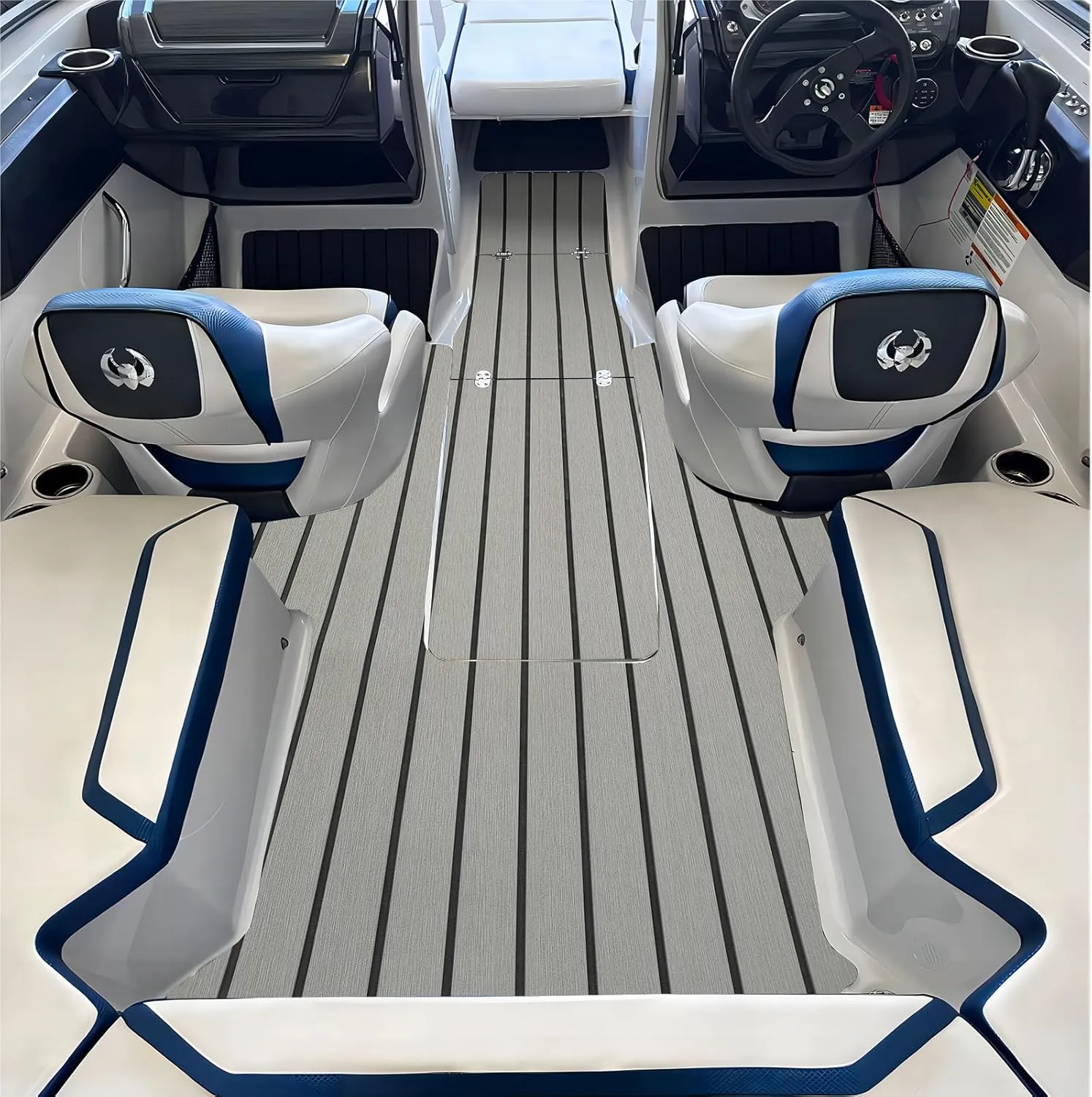 Boat Flooring Mat EVA Foam Boat Decking Marine Carpet Faux Teak Sea Decking Sheet Non-Slip Self-Adhesive Flooring Material for Boats Pontoon Yacht Surfboard Swim Platform RV Floor 94" x 35"