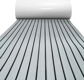 Boat Flooring Mat EVA Foam Boat Decking Marine Carpet Faux Teak Sea Decking Sheet Non-Slip Self-Adhesive Flooring Material for Boats Pontoon Yacht Surfboard Swim Platform RV Floor 94" x 35"