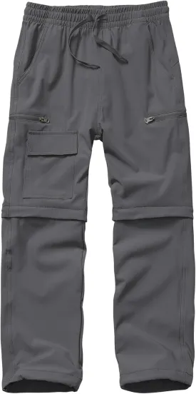 Boys Kids Hiking Cargo Pants, Youth Outdoor Quick Dry UPF 50 Lightweight Waterproof Climbing Caming Safari Convertible Pants