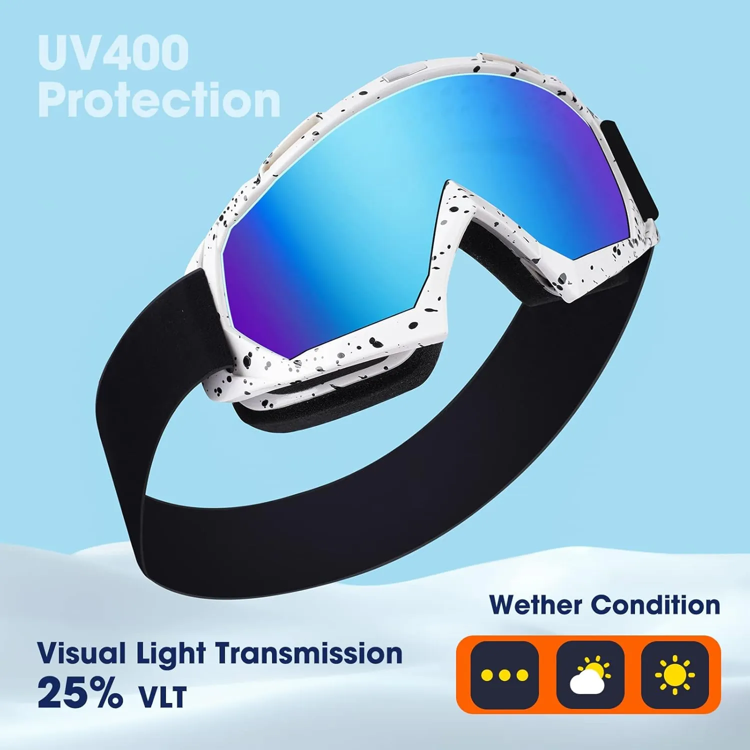 Braylin Adult Ski Goggles, 2-Pack Snowboard Goggles for Youth, Teens, Men & Women, Wide View Snowmobile Goggles