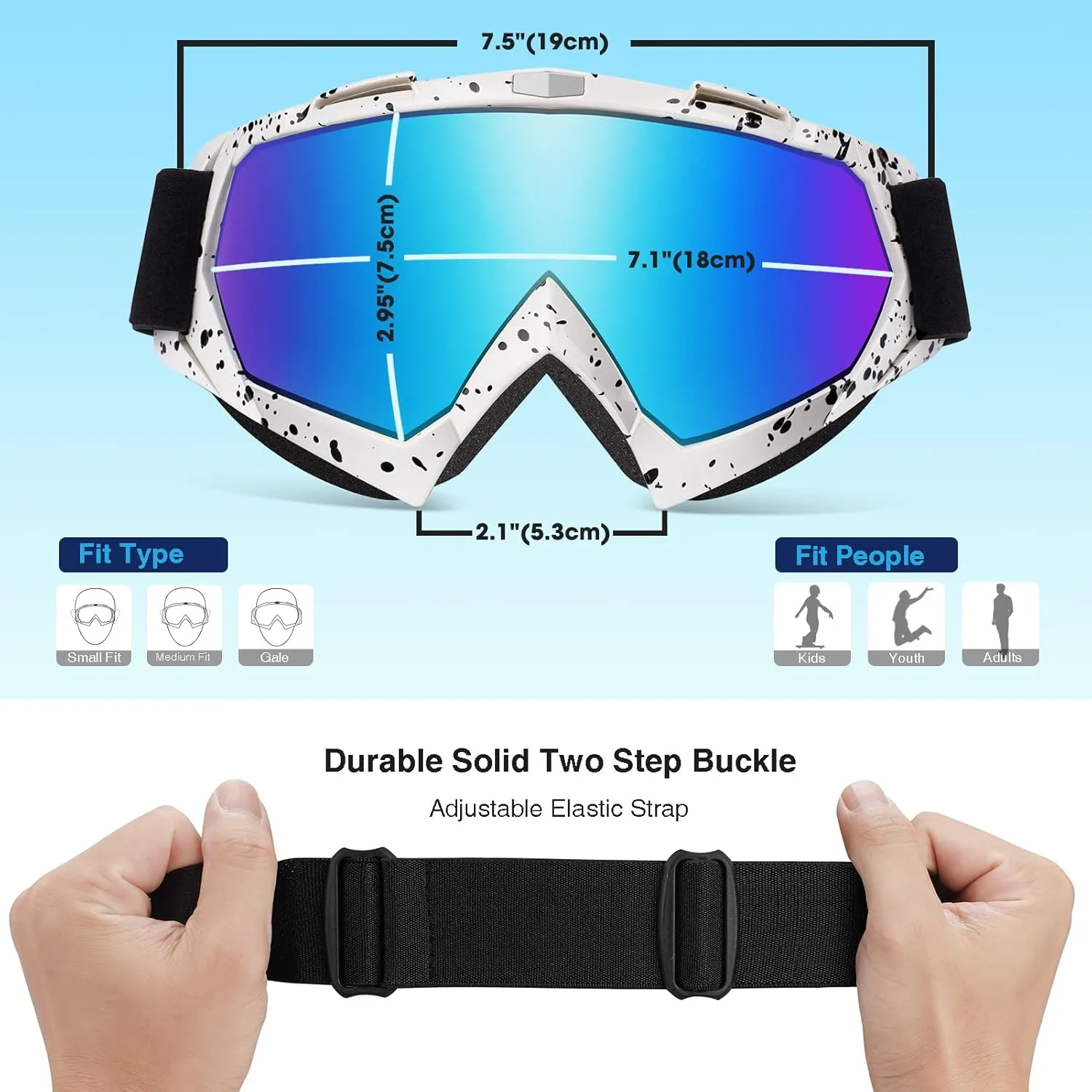 Braylin Adult Ski Goggles, 2-Pack Snowboard Goggles for Youth, Teens, Men & Women, Wide View Snowmobile Goggles