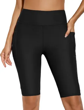 Buauty High-Waisted Women's 12" Swim Shorts with Liner UPF50  Board Shorts with Pockets Quick Dry Swimsuit Bottom