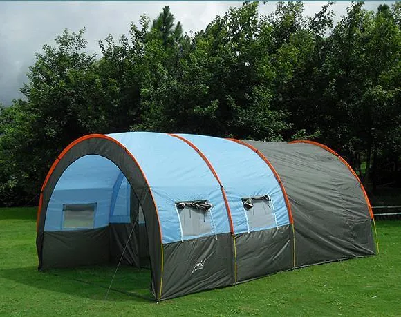Camping Tent Waterproof Canvas Fiberglass 5-8 Person Tunnel 10 Person Tent