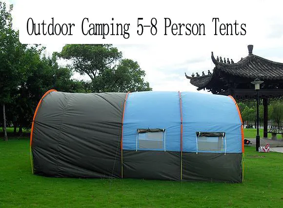 Camping Tent Waterproof Canvas Fiberglass 5-8 Person Tunnel 10 Person Tent