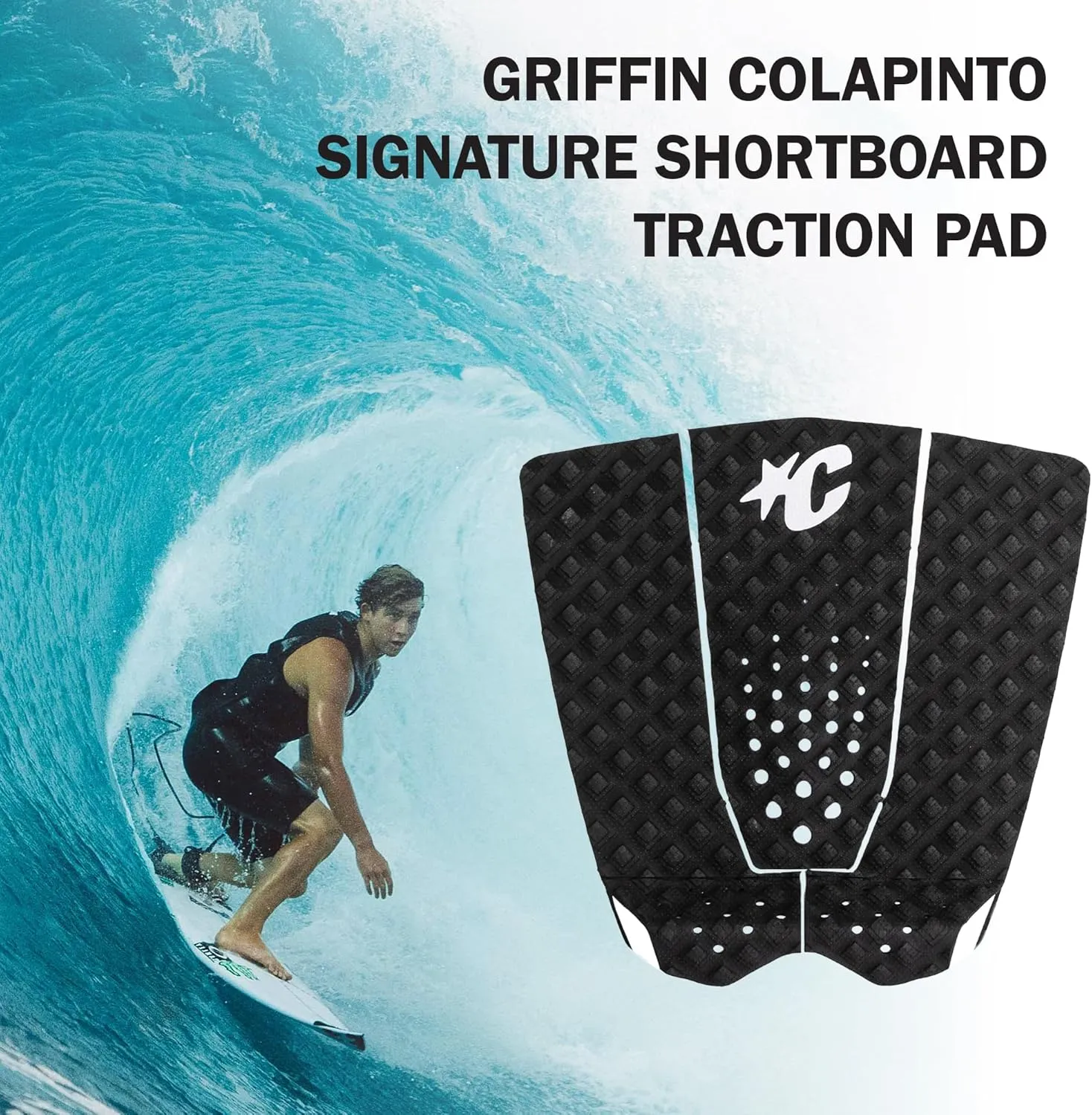 Creatures of Leisure Griffin Colapinto Lite Ecopure Traction Pad, EcoPure Organic Additive, 7mm Teardrop Wide Arch Bar, 3M Adhesive, 3 Piece