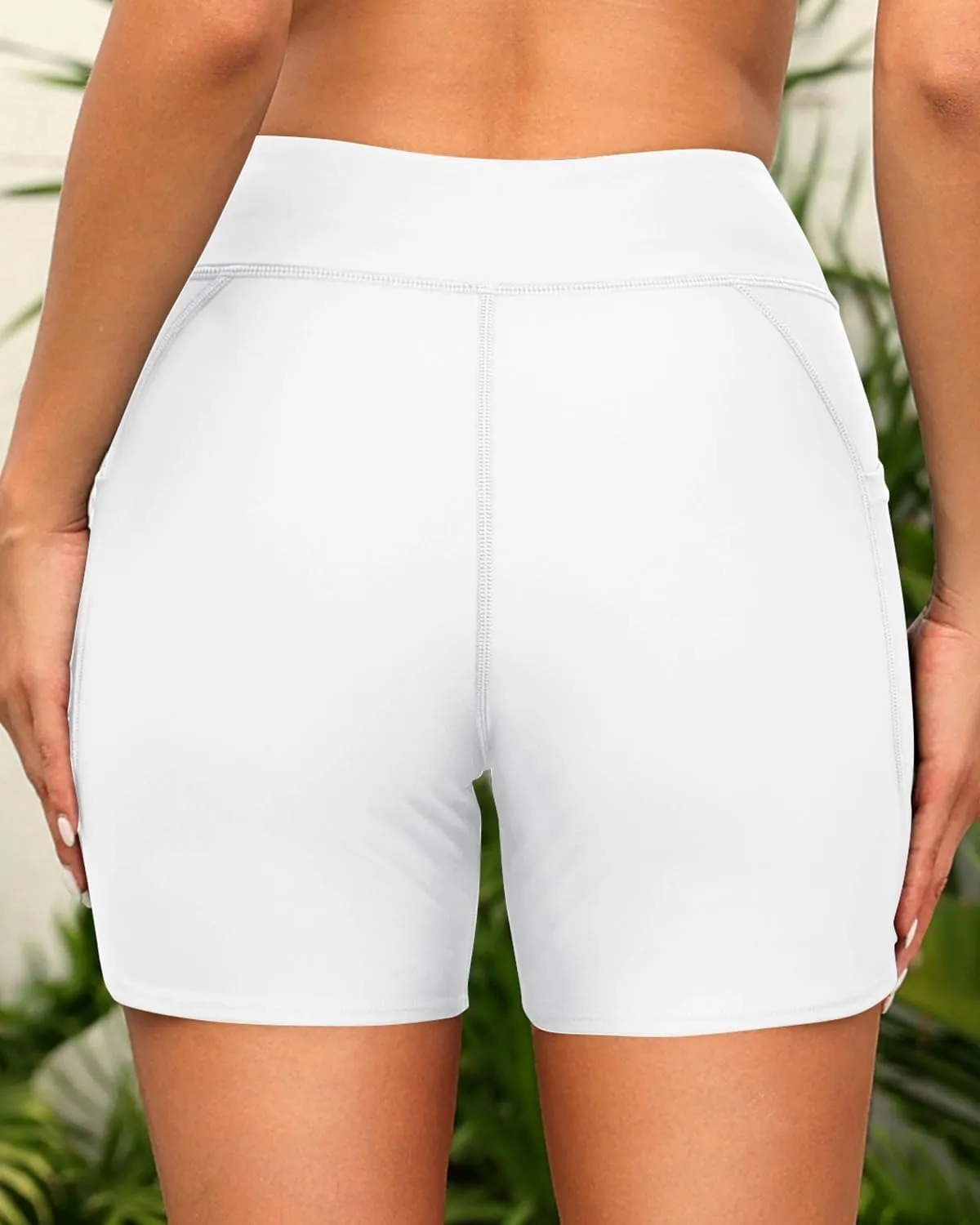 Daci Women High Waisted Swim Shorts - 5" Bathing Suit Short with Pockets Tummy Control Swimsuit Bottom Boy Shorts