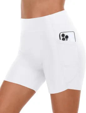 Daci Women High Waisted Swim Shorts - 5" Bathing Suit Short with Pockets Tummy Control Swimsuit Bottom Boy Shorts