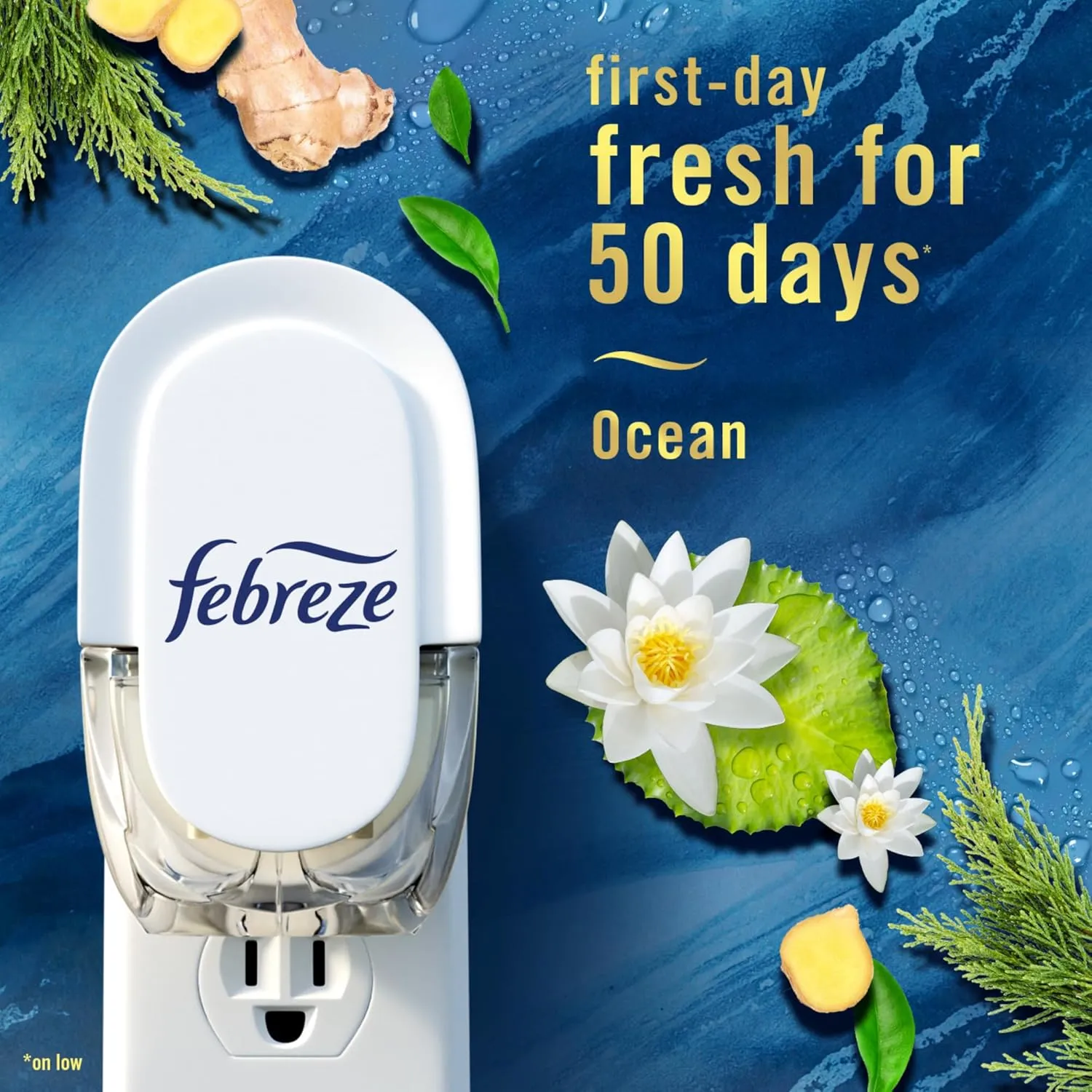 Febreze Odor-Fighting Fade Defy PLUG Air Freshener, Mountain, Ocean, Amber, (3) .87 fl. oz. Oil Refills- Pack of 3