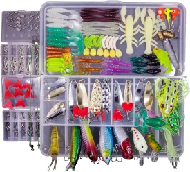Fishing Lures Freshwater Bait Tackle kit.Tackle Box Including crankbaits topwater Lures,Jigs,Spoons and More Fishing Gear Set.Suitable for Bass Trout Salmon.