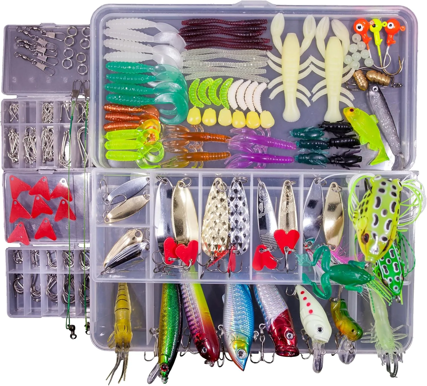 Fishing Lures Freshwater Bait Tackle kit.Tackle Box Including crankbaits topwater Lures,Jigs,Spoons and More Fishing Gear Set.Suitable for Bass Trout Salmon.