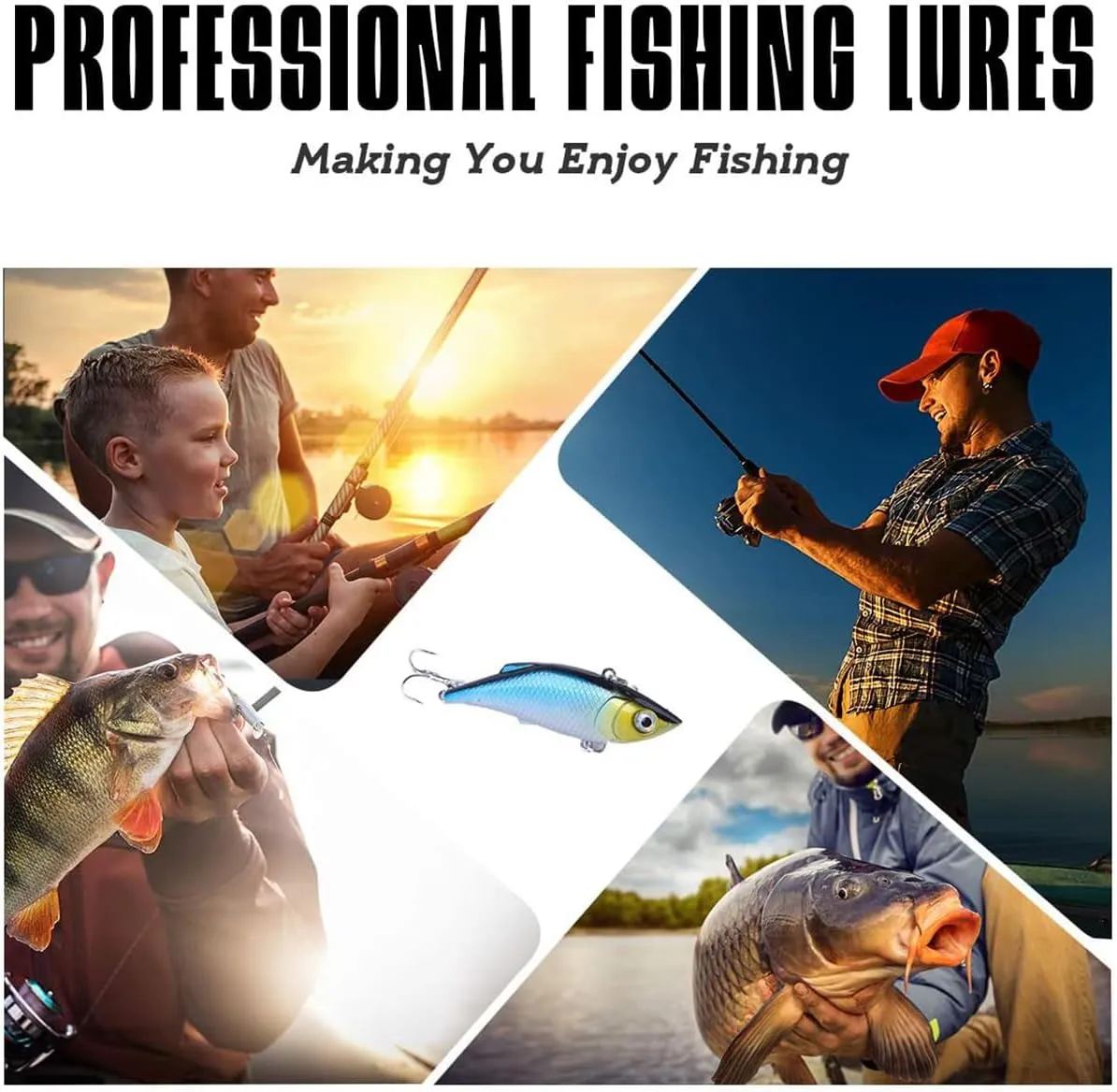 Fishing Lures Freshwater Bait Tackle kit.Tackle Box Including crankbaits topwater Lures,Jigs,Spoons and More Fishing Gear Set.Suitable for Bass Trout Salmon.