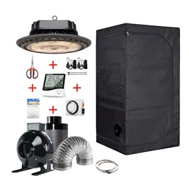 Hydro Plus Grow Tent Completely Kit 32''x32''x63'' Tent Kit New Tech UFO LED 300W 4'' Inline Fan Filter Kit for Growing Kit (UFO 300W 32''x32''x63'' Tent Kit)