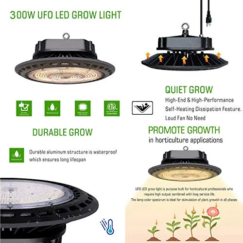 Hydro Plus Grow Tent Completely Kit 32''x32''x63'' Tent Kit New Tech UFO LED 300W 4'' Inline Fan Filter Kit for Growing Kit (UFO 300W 32''x32''x63'' Tent Kit)