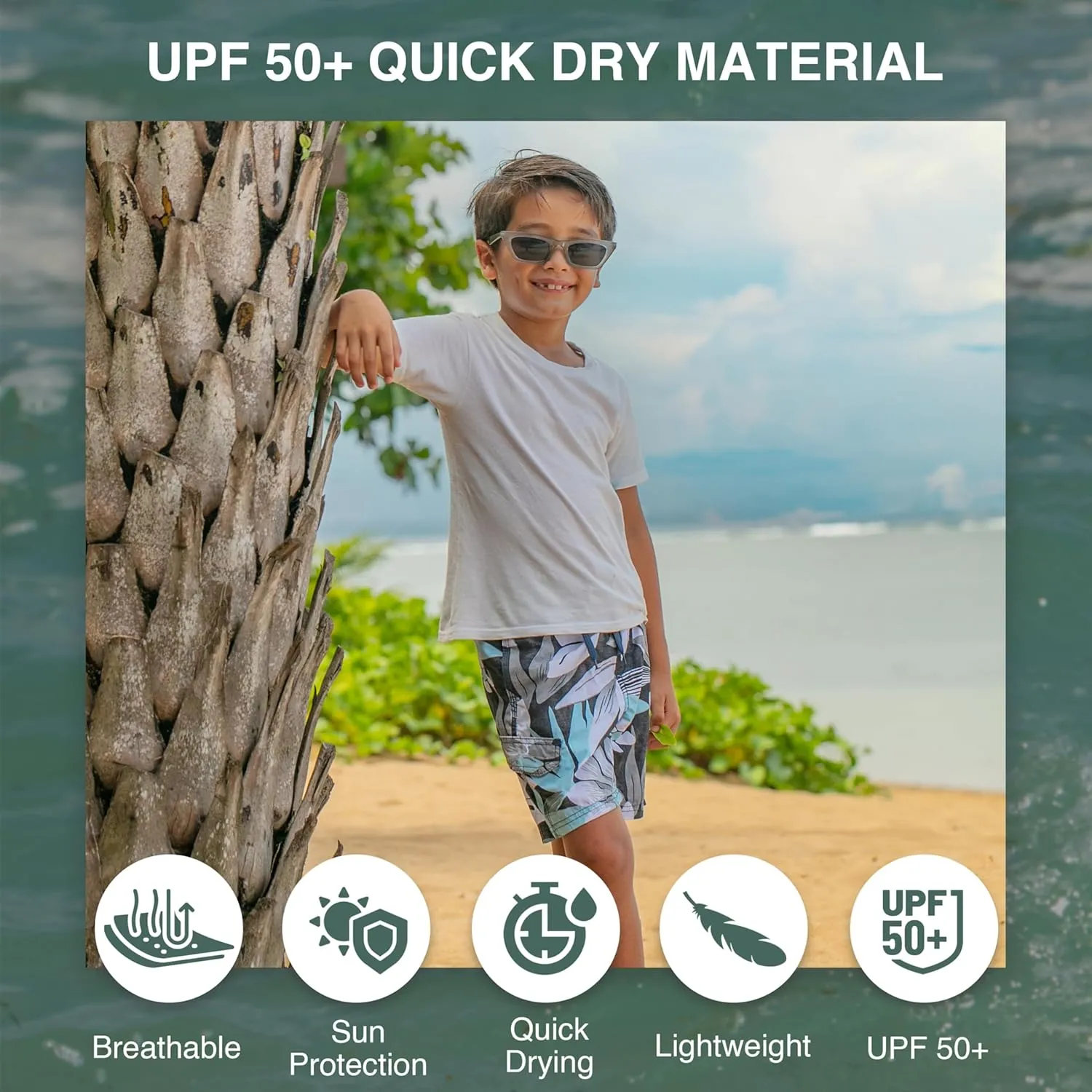 Kanu Surf Boys' Reflection Quick Dry UPF 50  Beach Swim Trunk