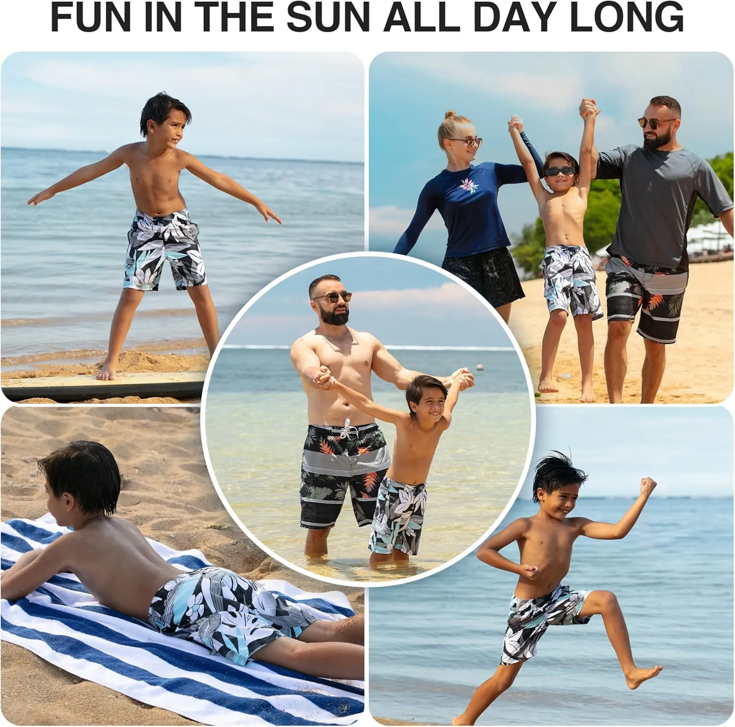 Kanu Surf Boys' Reflection Quick Dry UPF 50  Beach Swim Trunk