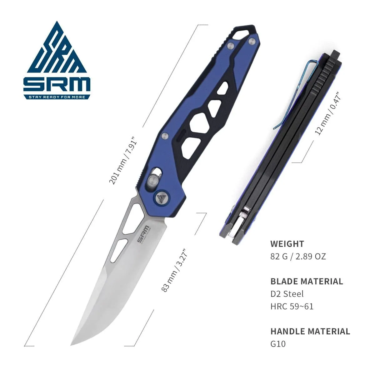 Mecha Pocket Folding Knife 9225-GI - Blue