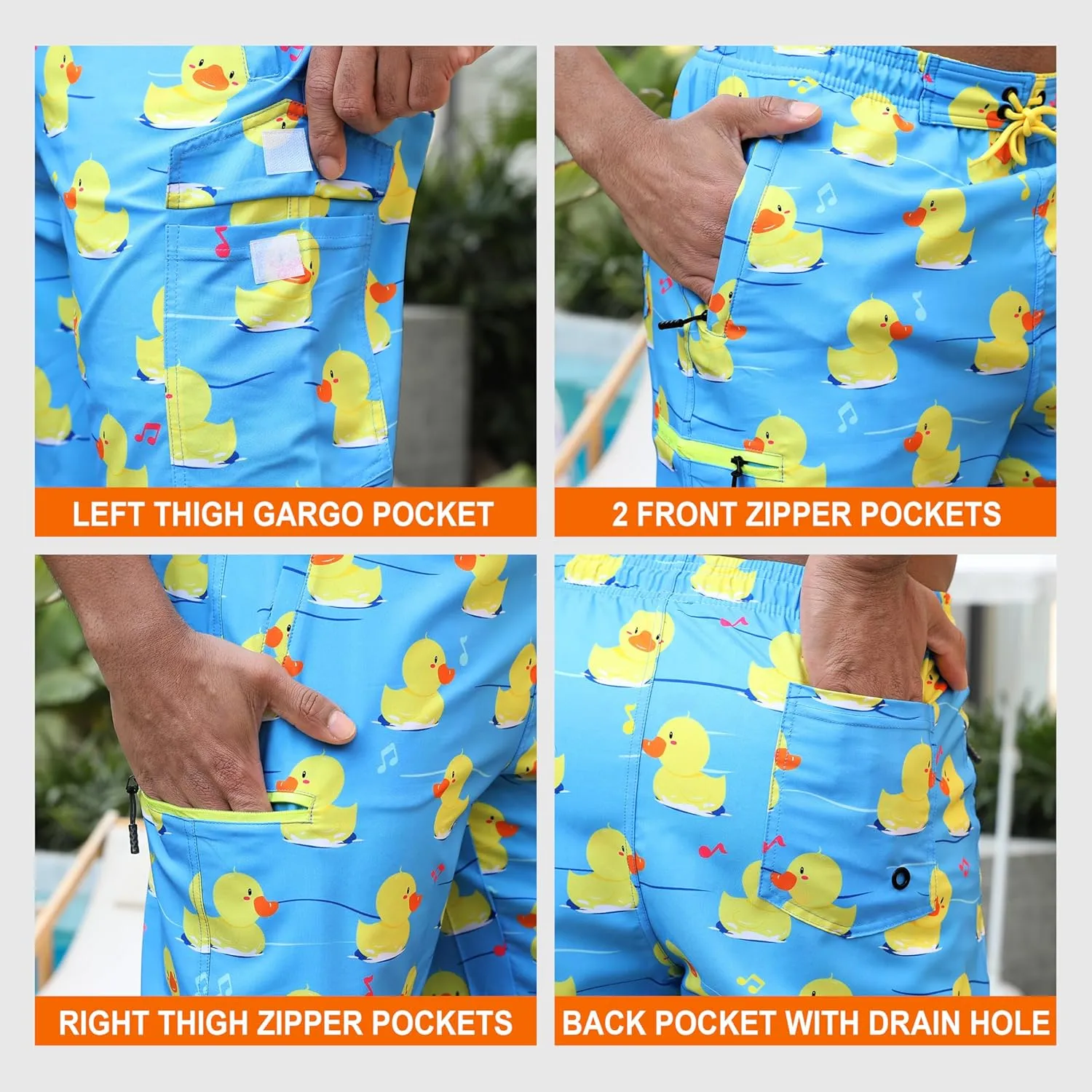Mens Board Shorts with Compression Liner 9 Inseam Quick Dry Swimwear Bathing Suit Swim Trunks with 4 Pocket