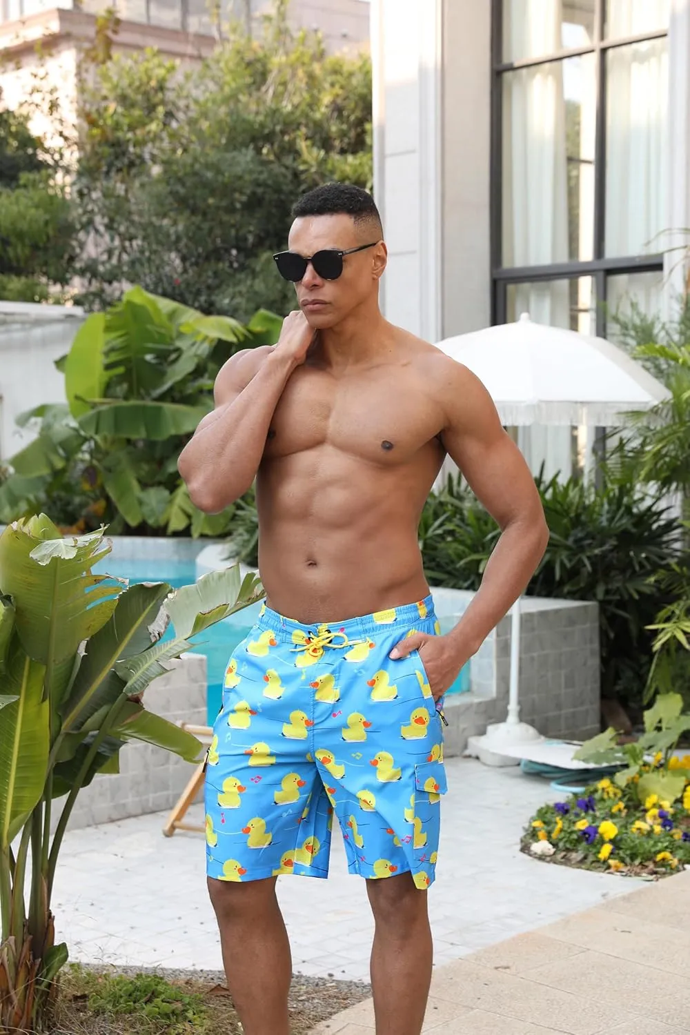 Mens Board Shorts with Compression Liner 9 Inseam Quick Dry Swimwear Bathing Suit Swim Trunks with 4 Pocket