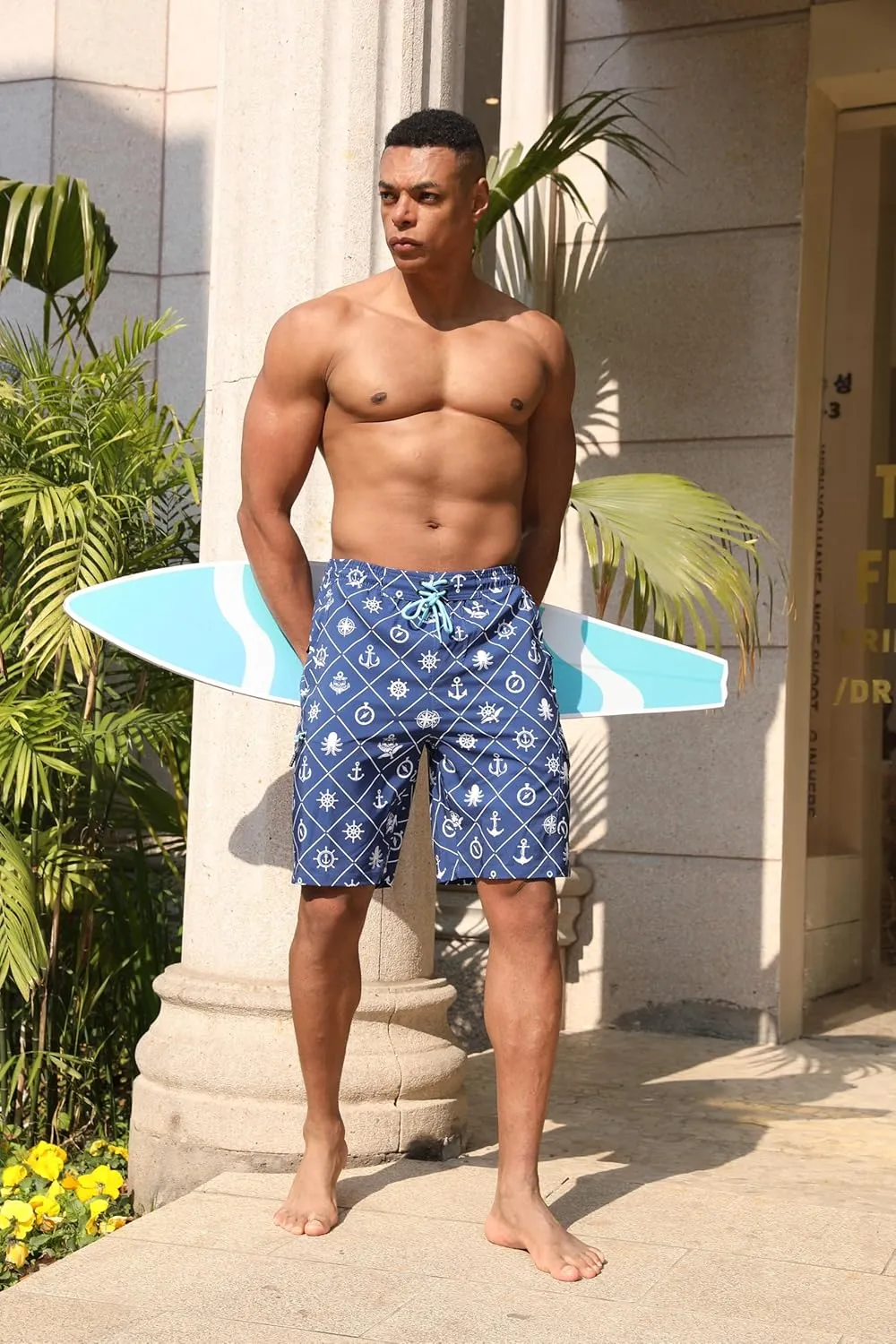 Mens Board Shorts with Compression Liner 9 Inseam Quick Dry Swimwear Bathing Suit Swim Trunks with 4 Pocket