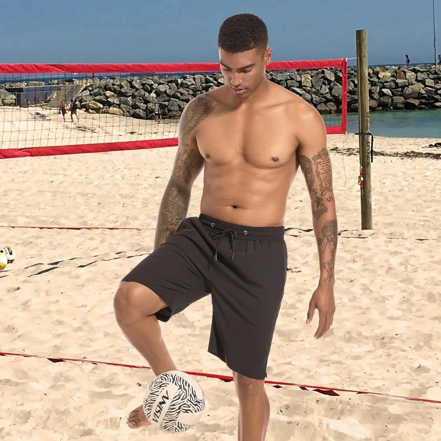 Mens Swim Trunks with Compression Liner 9" Board Shorts 2 in 1 Quick Dry Bathing Suits with Zipper Pockets