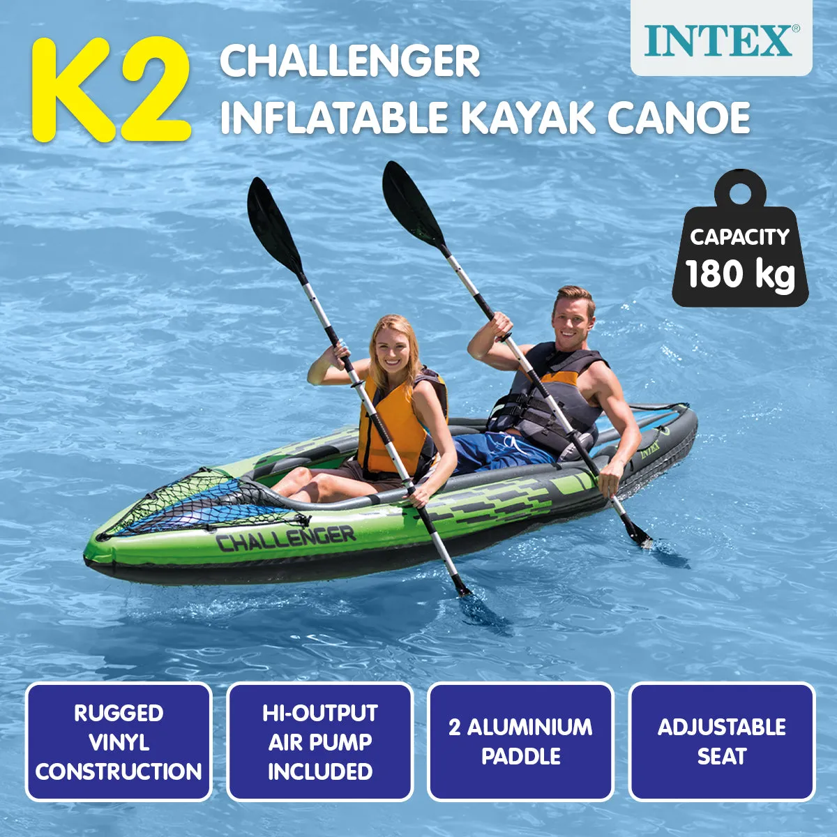 NNEDPE Intex Challenger K2 2-Seater Inflatable Kayak 68306NP