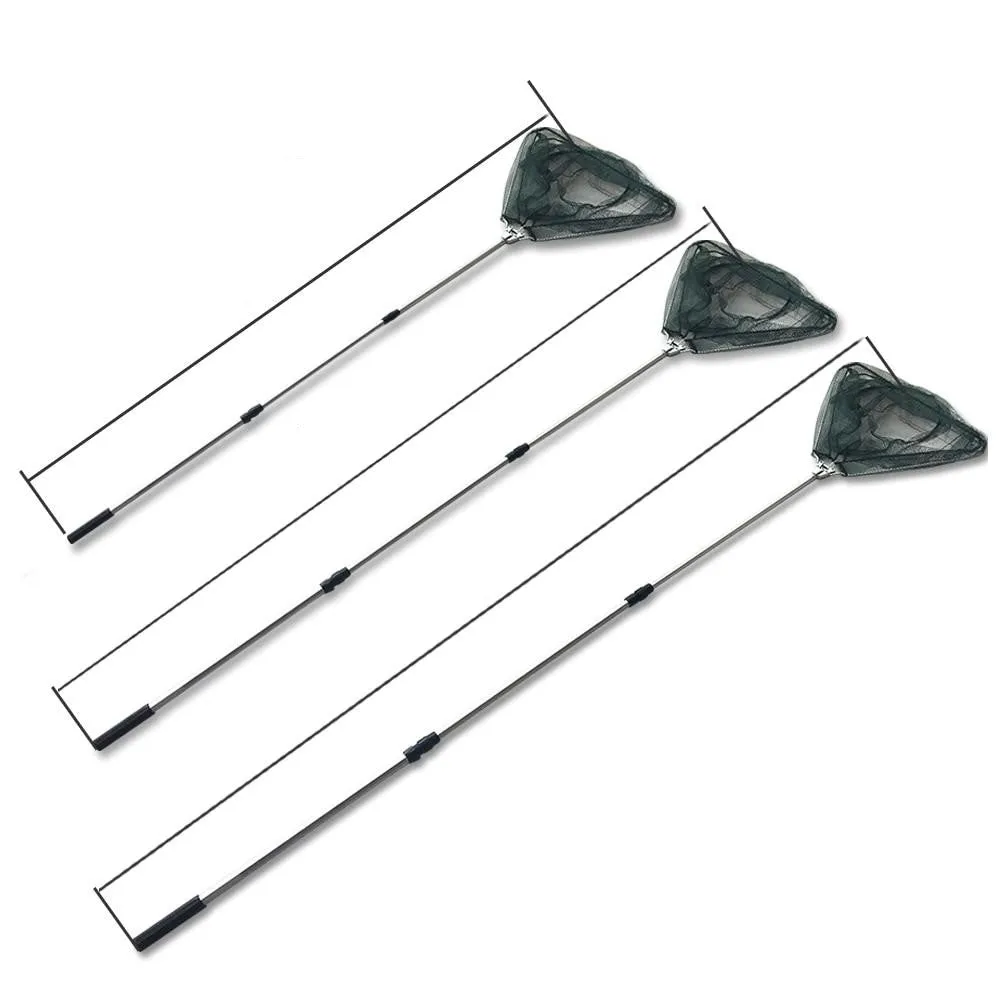 Retractable Fly Fishing Net Lightweight Pole Triangle Net ABS Handle