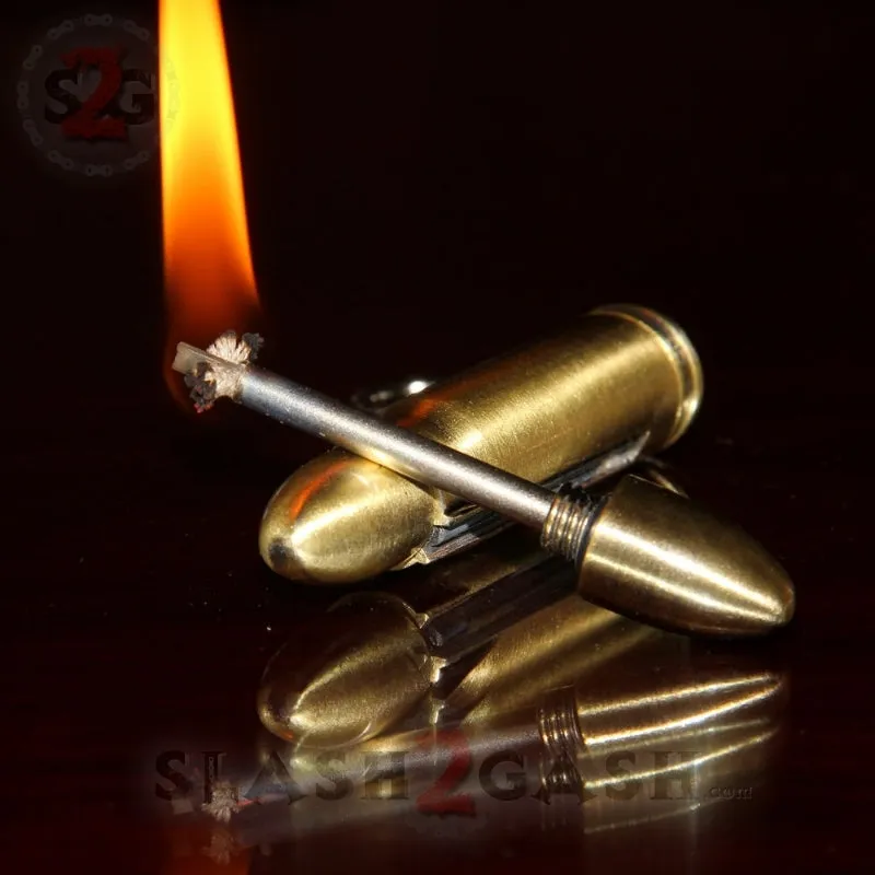Round Bullet Fire Starter - Emergency Match Survival Key Chain Lighter
