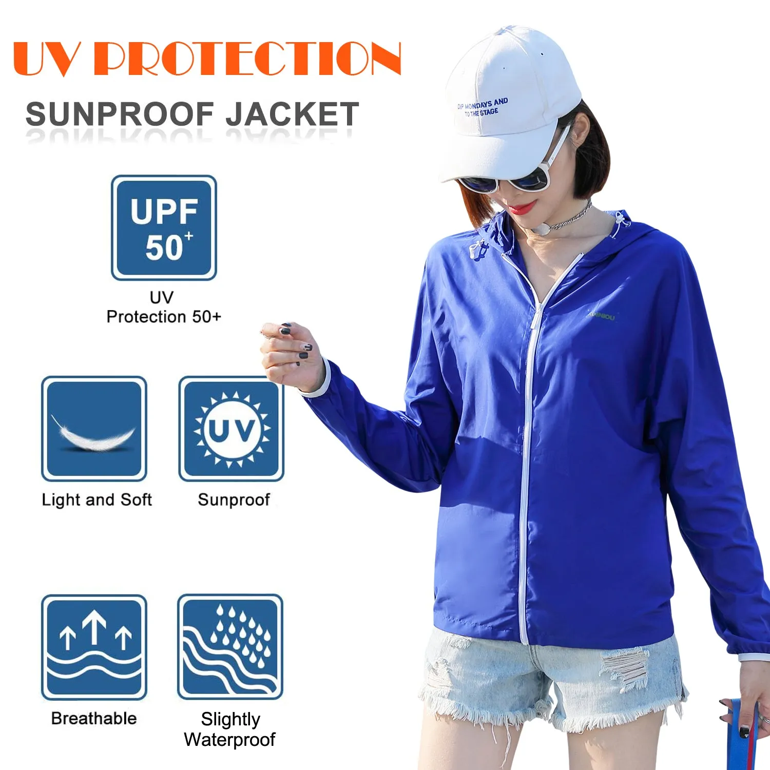 Sidiou Group Anniou New Summer Outdoor Windbreaker Solid Color Hooded Waterproof Jacket UPF50  Sun Protection Jacket